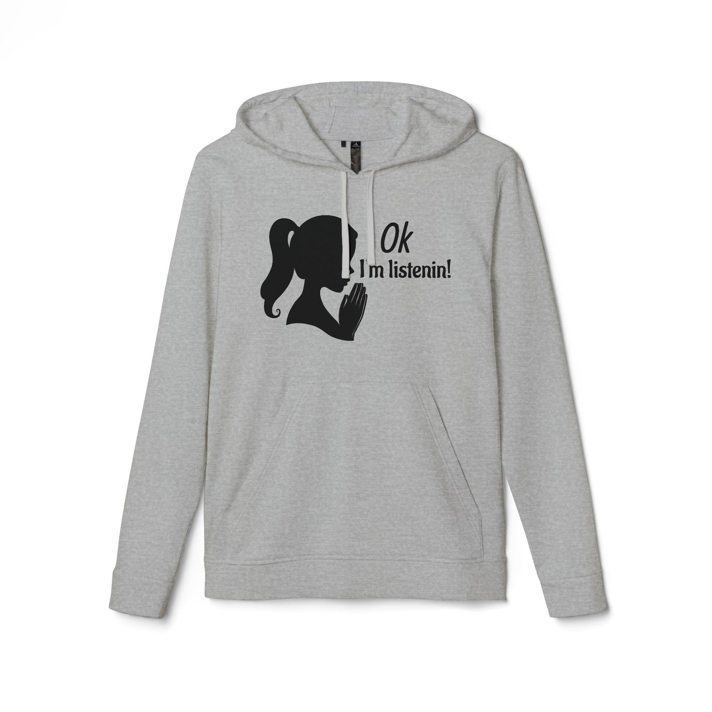 Prayer Silhouette Hoodie — Minimalist Faith Graphic Hooded Sweatshirt "I'm listenin"