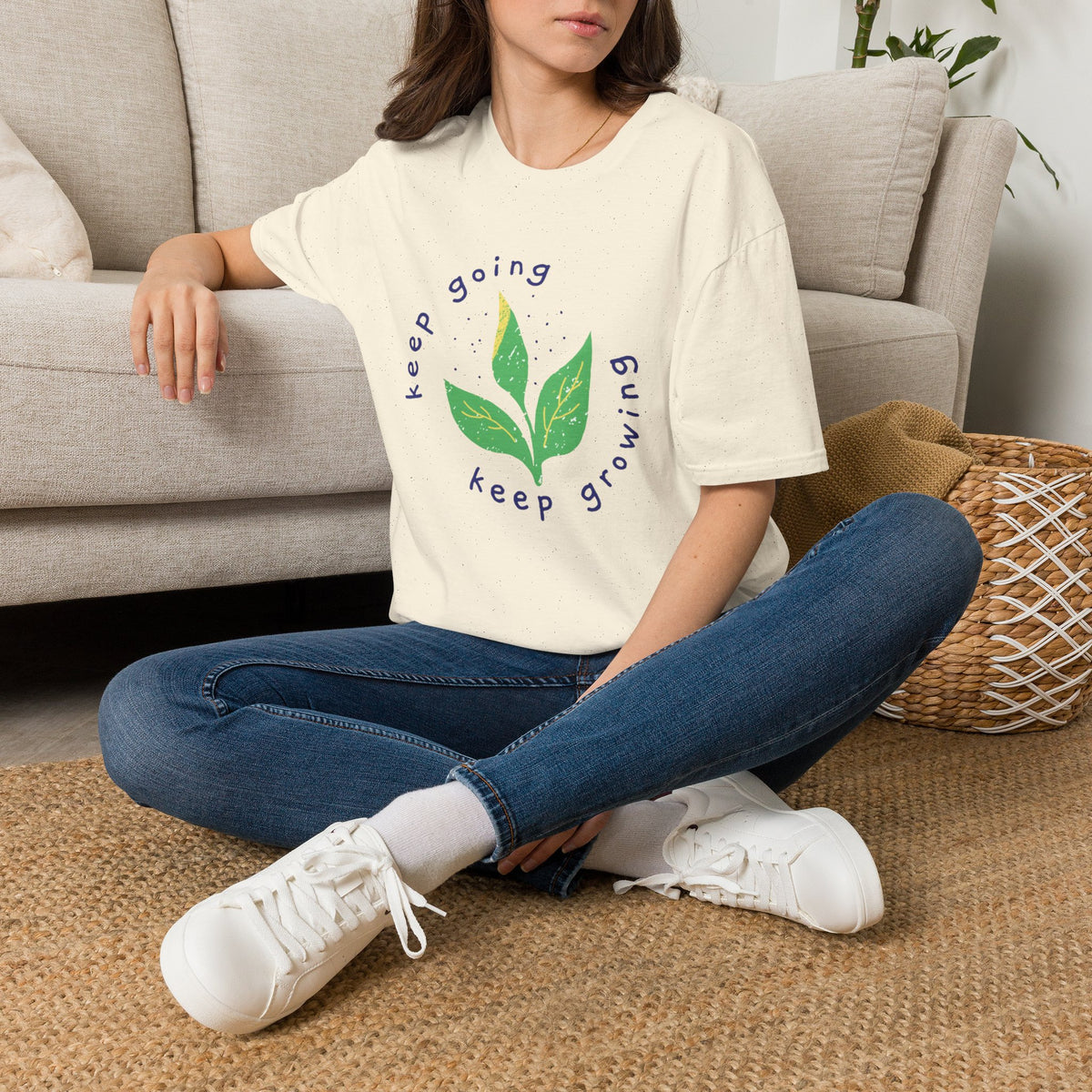 AI MODEL Keep Going-Keep Growing — Inspirational Plant Graphic Tee