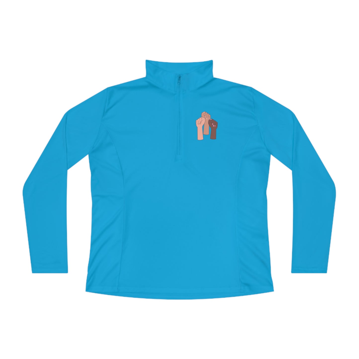 Women's Long Sleeve-Ladies Quarter-Zip Pullover-Togetherness Fists