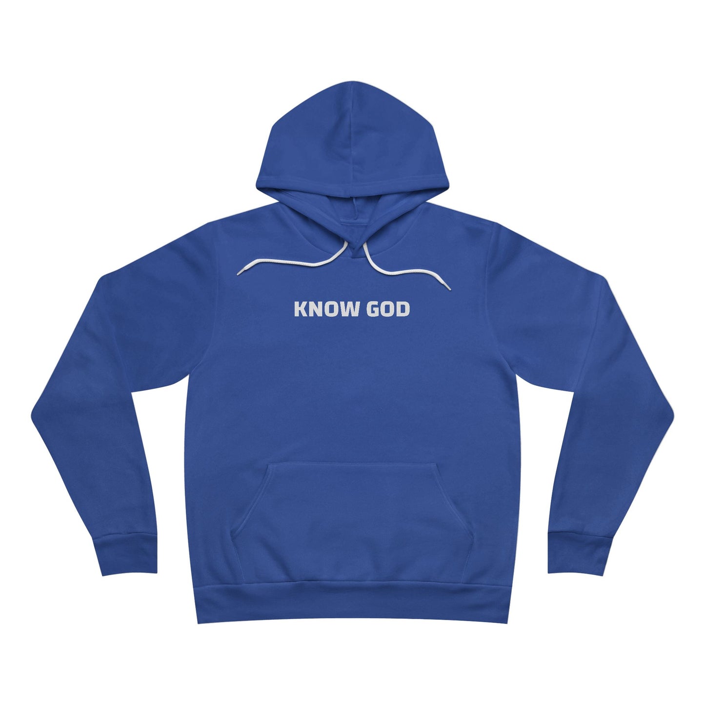 AI MODEL Size Down-FYI-Every color hoodie includes white drawstrings "Know God" Minimalist Faith Pullover