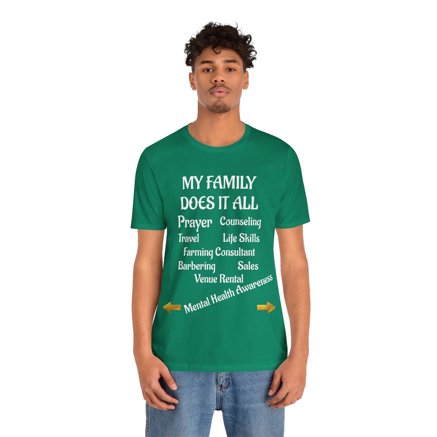 Unisex Jersey Short Sleeve-MY FAMILY DOES IT ALL W/BACK PRINT