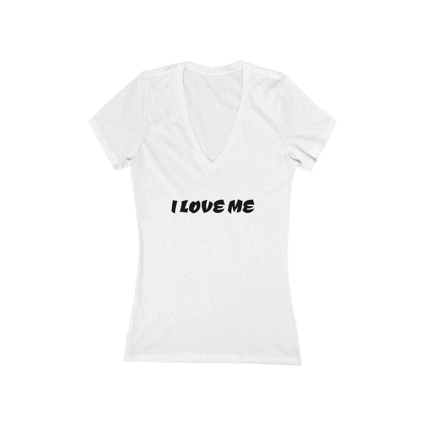 I LOVE ME V-Neck Tee — Women's Casual Romantic Graphic Shirt