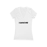 I LOVE ME V-Neck Tee — Women's Casual Romantic Graphic Shirt