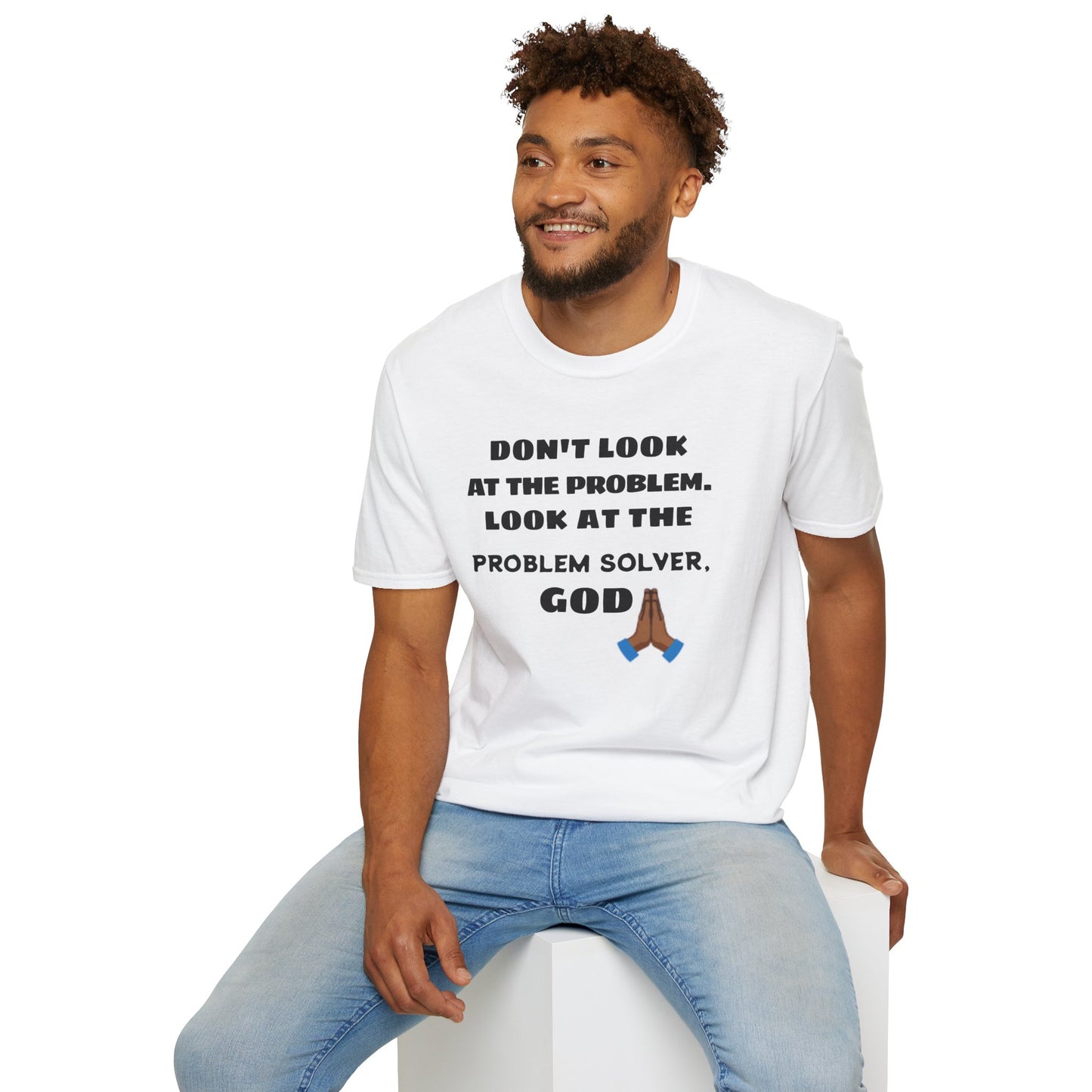 Christian T-Shirt — "Problem Solver-God" Prayer Emoji