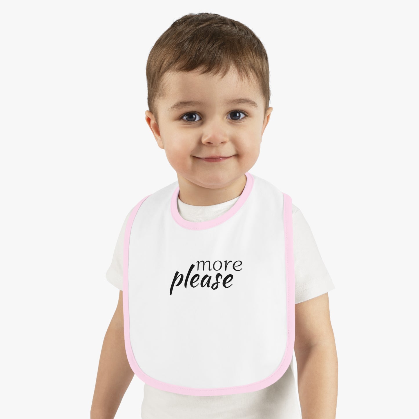 Baby Contrast Trim Jersey Bib - more please