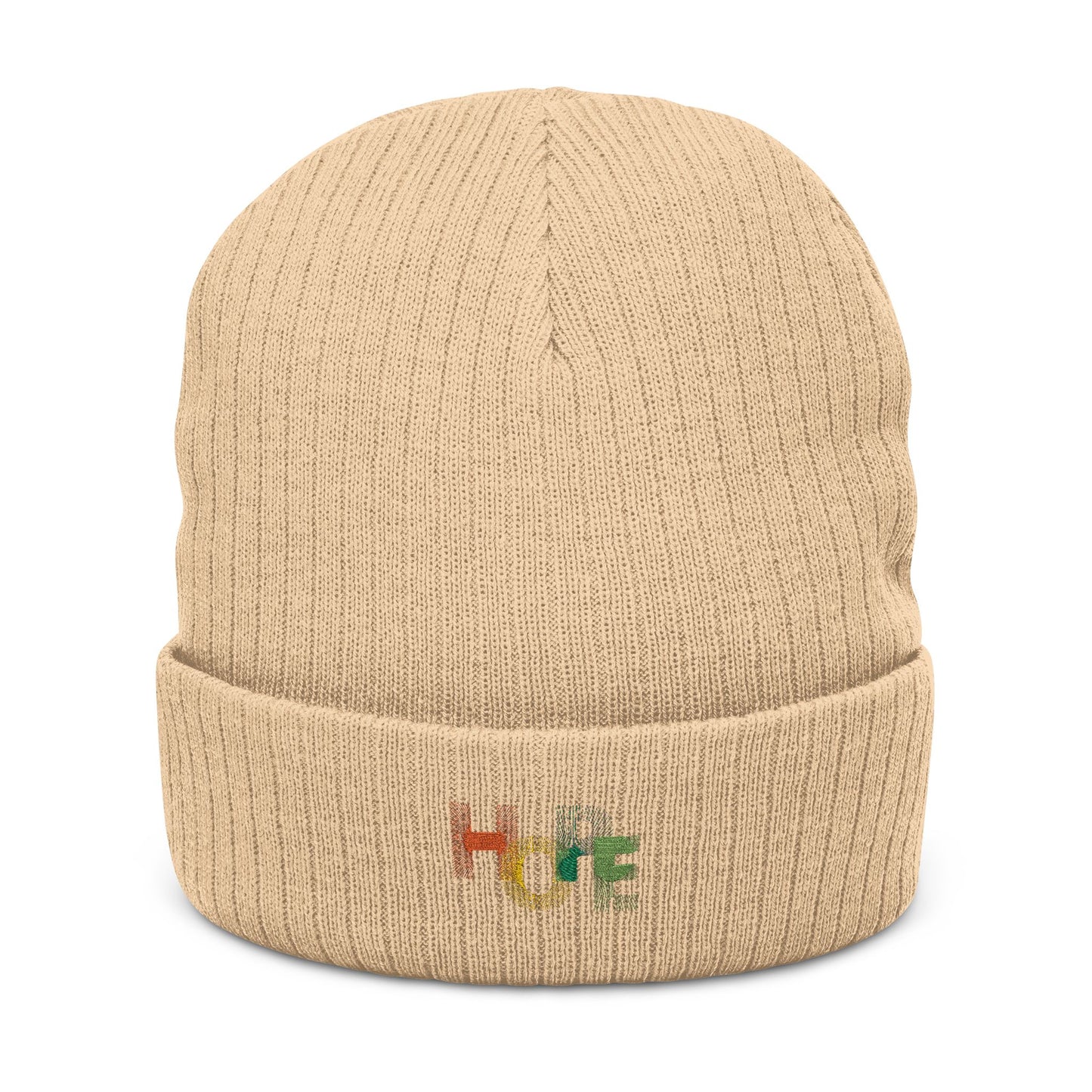 Hope Embroidered Ribbed Knit Beanie - Stylish Winter Hat for Positive Vibes
