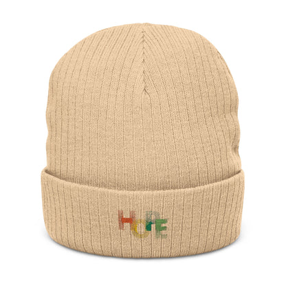 Hope Embroidered Ribbed Knit Beanie - Stylish Winter Hat for Positive Vibes
