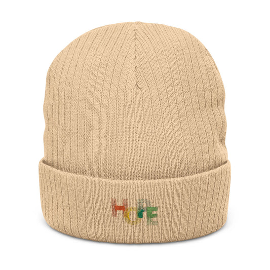 Hope Embroidered Ribbed Knit Beanie - Stylish Winter Hat for Positive Vibes