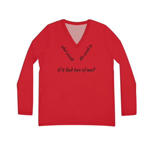 Women's Long Sleeve V-neck Shirt (AOP)-The World