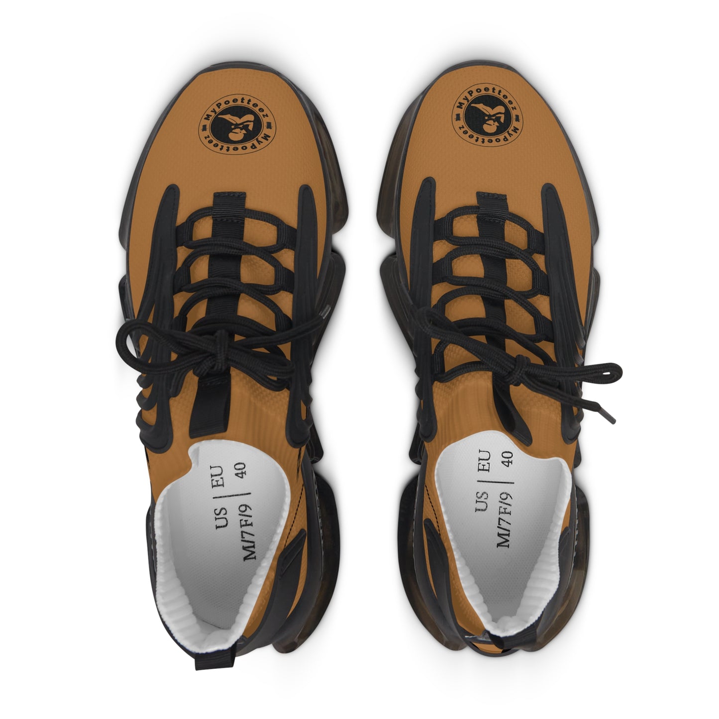 Women's Mesh Sneakers Light Brown/Black Soles-MyPoetteez Logo