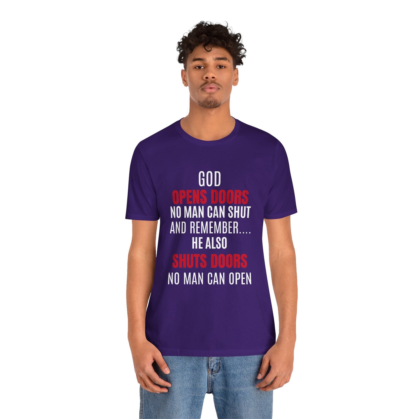 Unisex Jersey Short Sleeve Tee-GOD OPENS DOORS