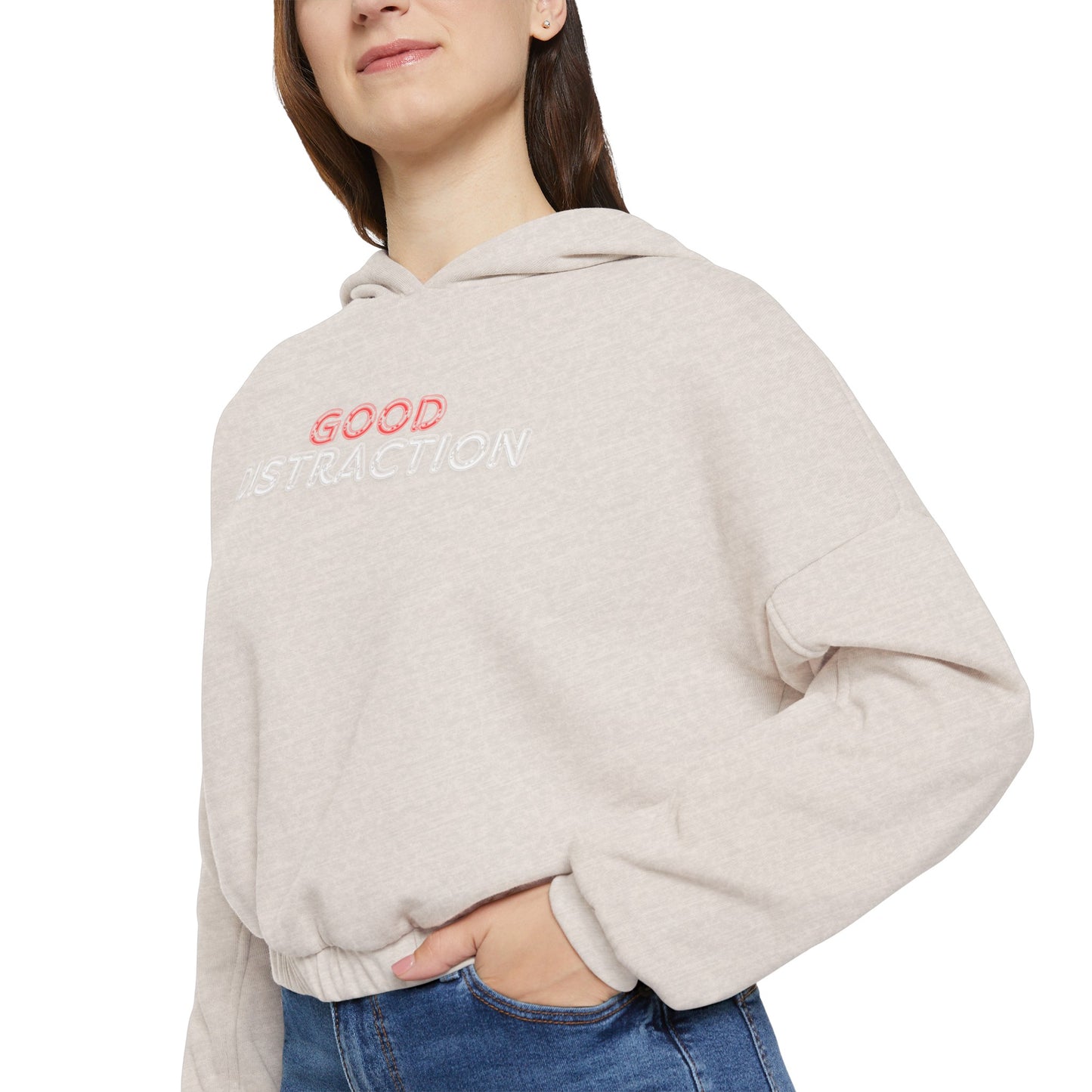 Women's Cinched Bottom Hoodie-GOOD DISTRACTION