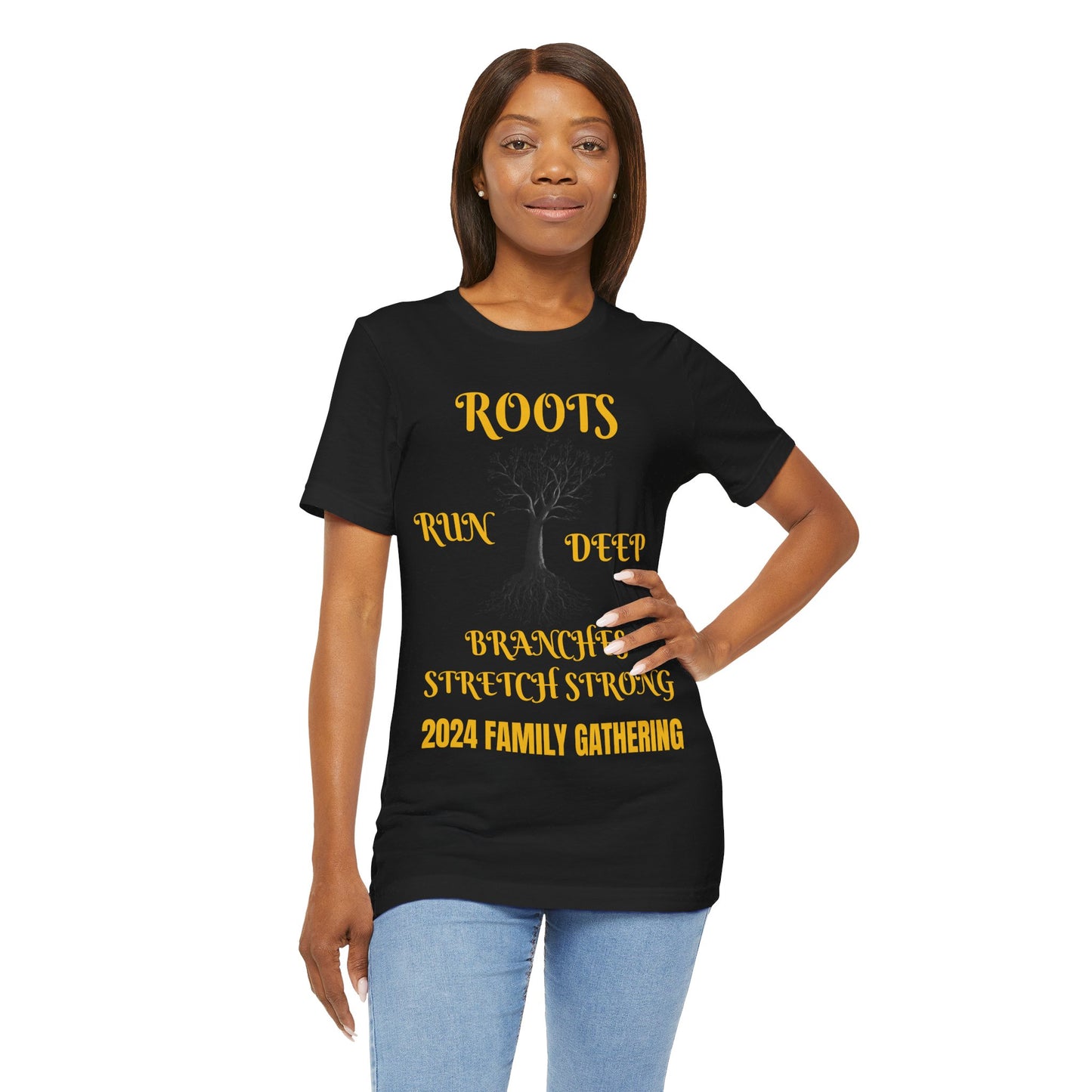 Unisex Jersey Short Sleeve--Roots Run Deep-Branches Stretch Strong-2024 Family Gathering