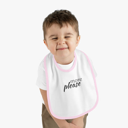 Baby Contrast Trim Jersey Bib - more please
