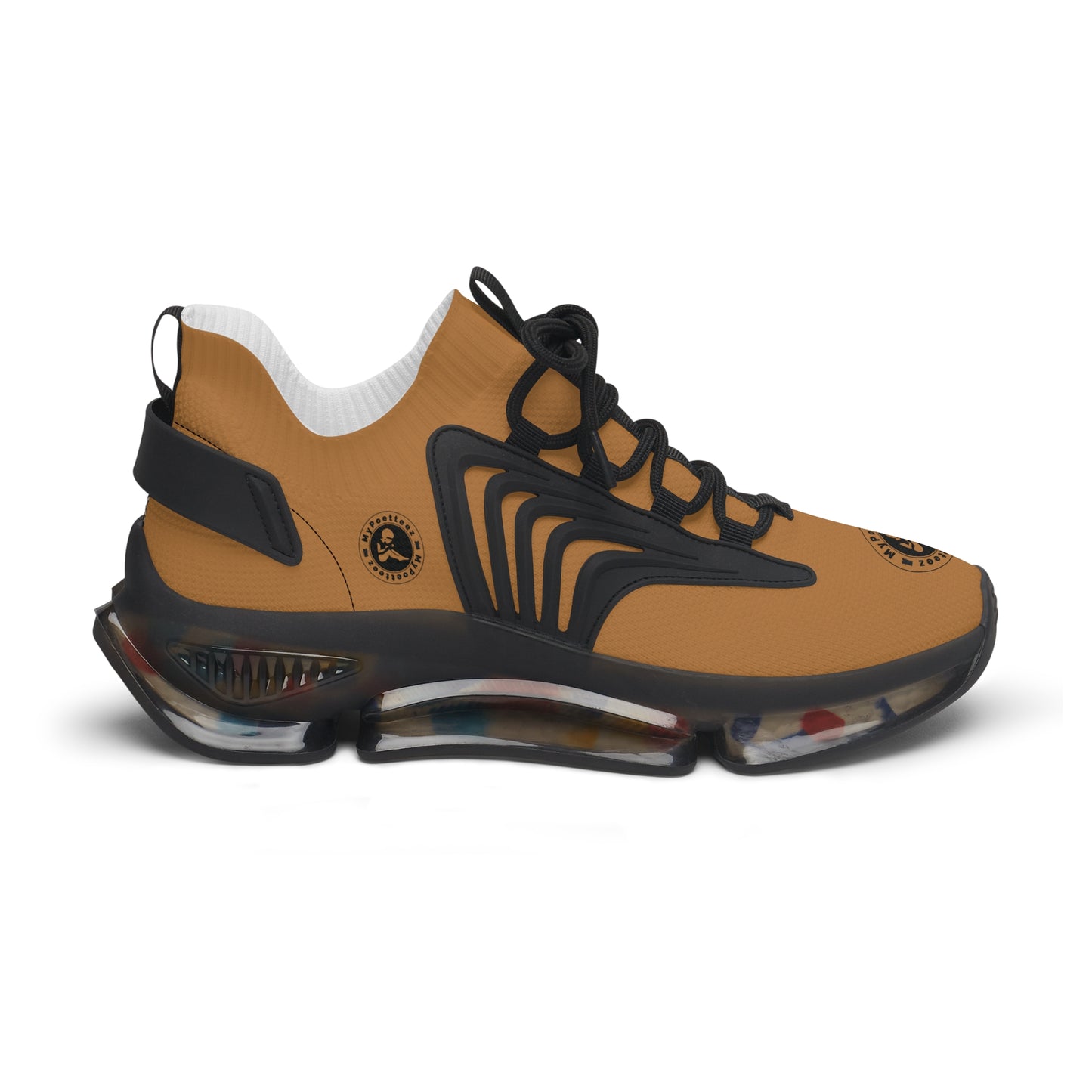 Women's Mesh Sneakers Light Brown/Black Soles-MyPoetteez Logo