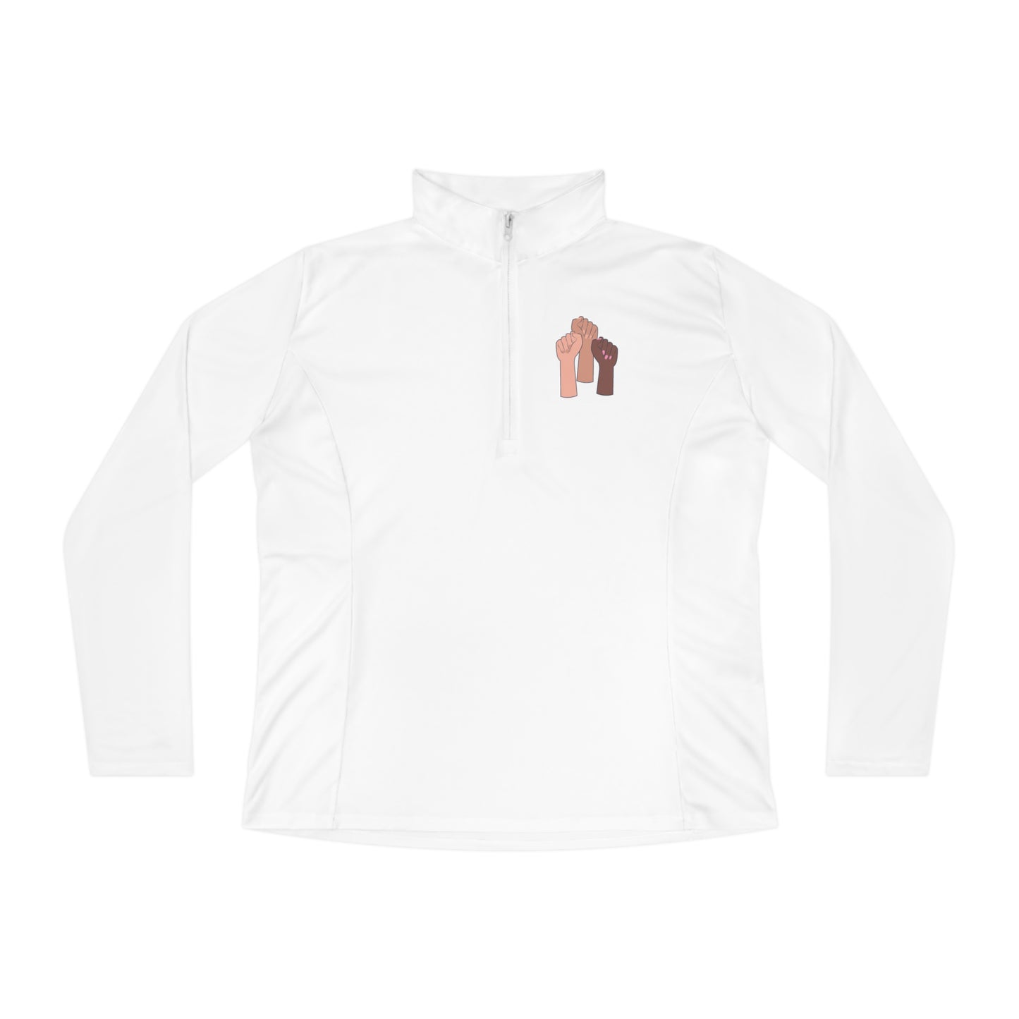 Women's Long Sleeve-Ladies Quarter-Zip Pullover-Togetherness Fists