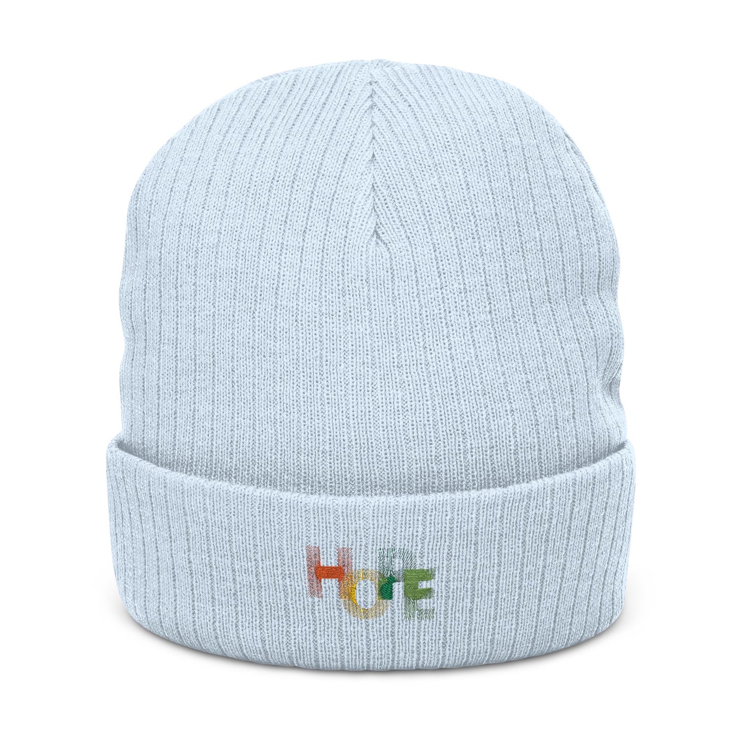 Hope Embroidered Ribbed Knit Beanie - Stylish Winter Hat for Positive Vibes