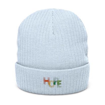 Hope Embroidered Ribbed Knit Beanie - Stylish Winter Hat for Positive Vibes