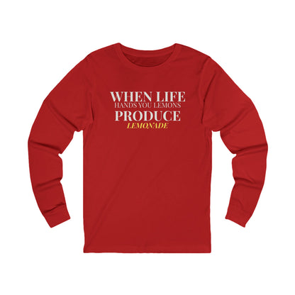AI MODEL Long Sleeve Tee — "MAKE LEMONADE" Minimal Inspirational Graphic