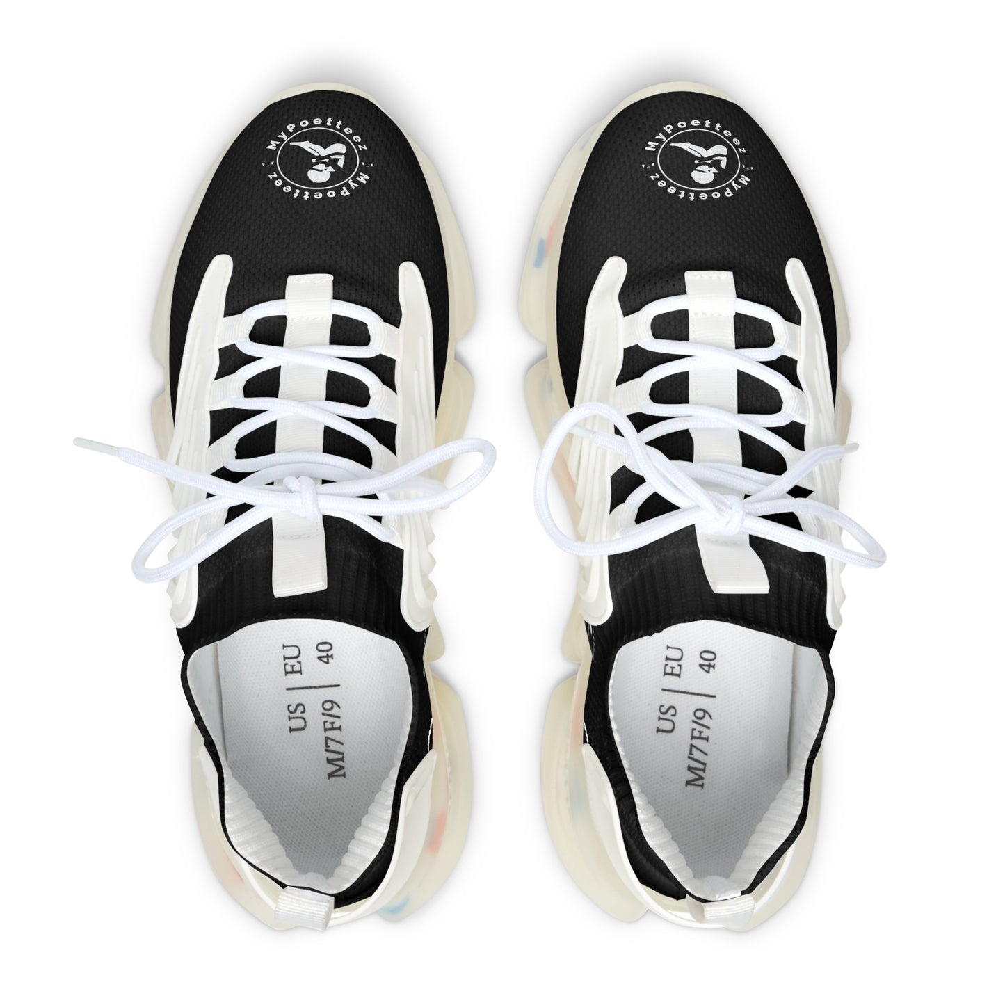 Women's Mesh Sneakers Black/Black Soles-MyPoetteez Logo