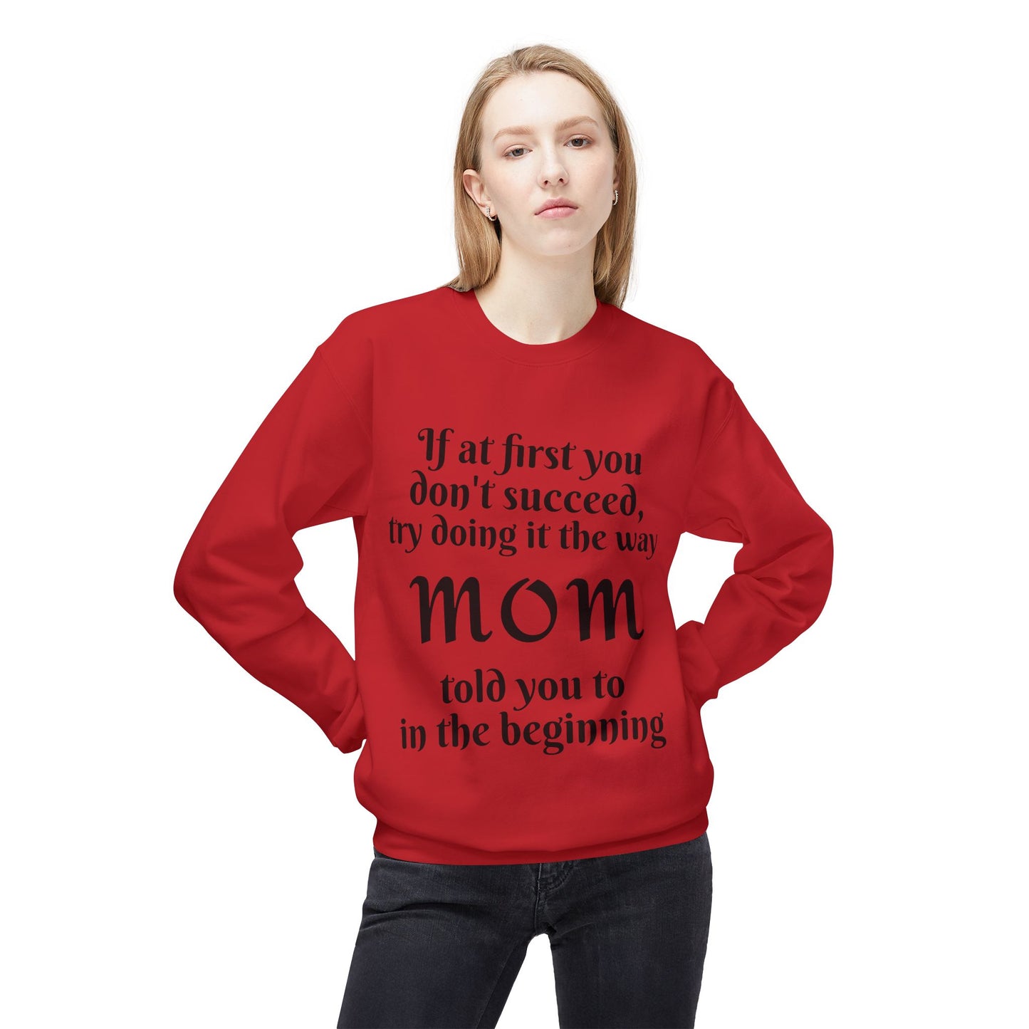 Unisex Midweight Softstyle Fleece Crewneck Sweatshirt-MOM TOLD YOU