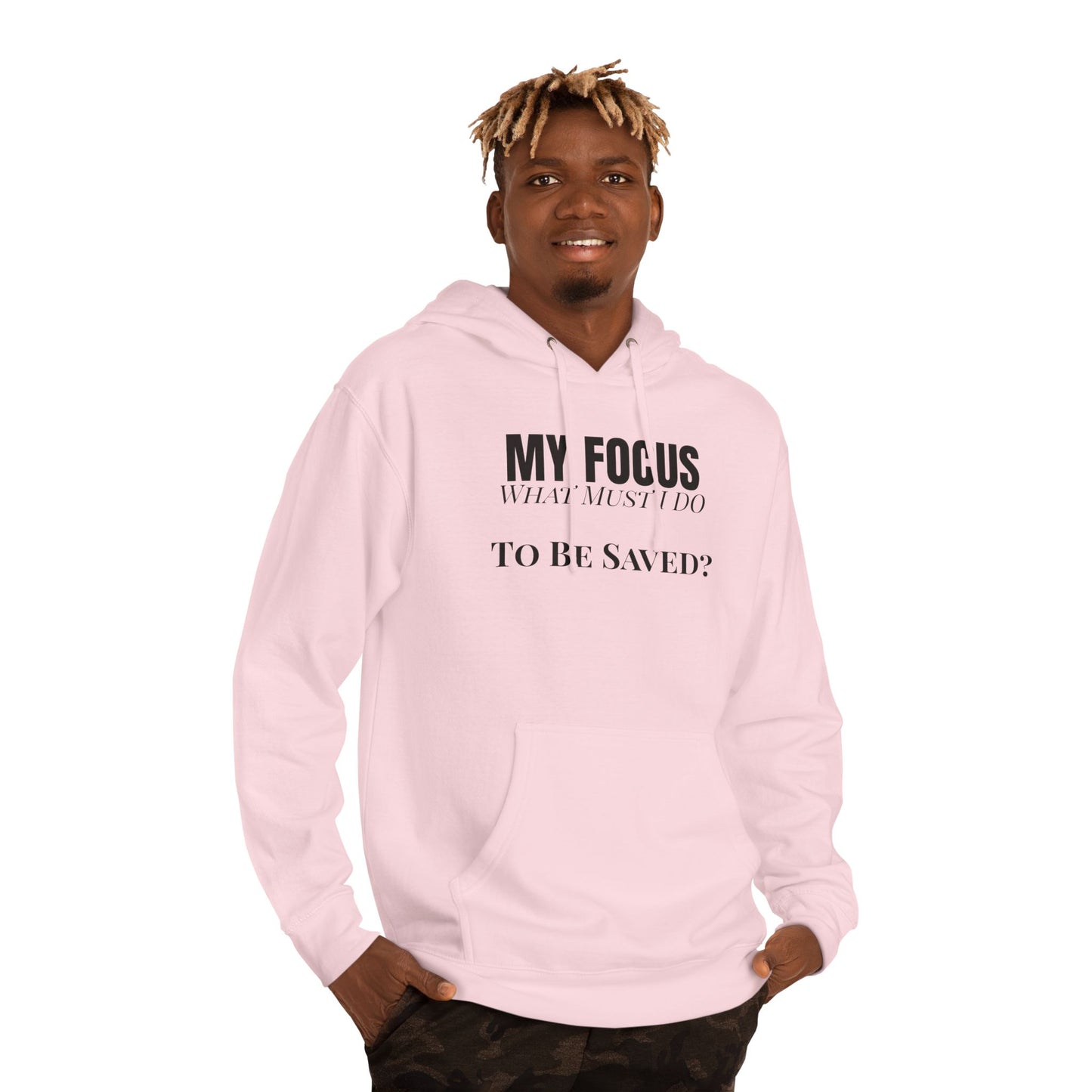 Hoodie - "My Focus: To Be Saved" Minimal Faith Pullover