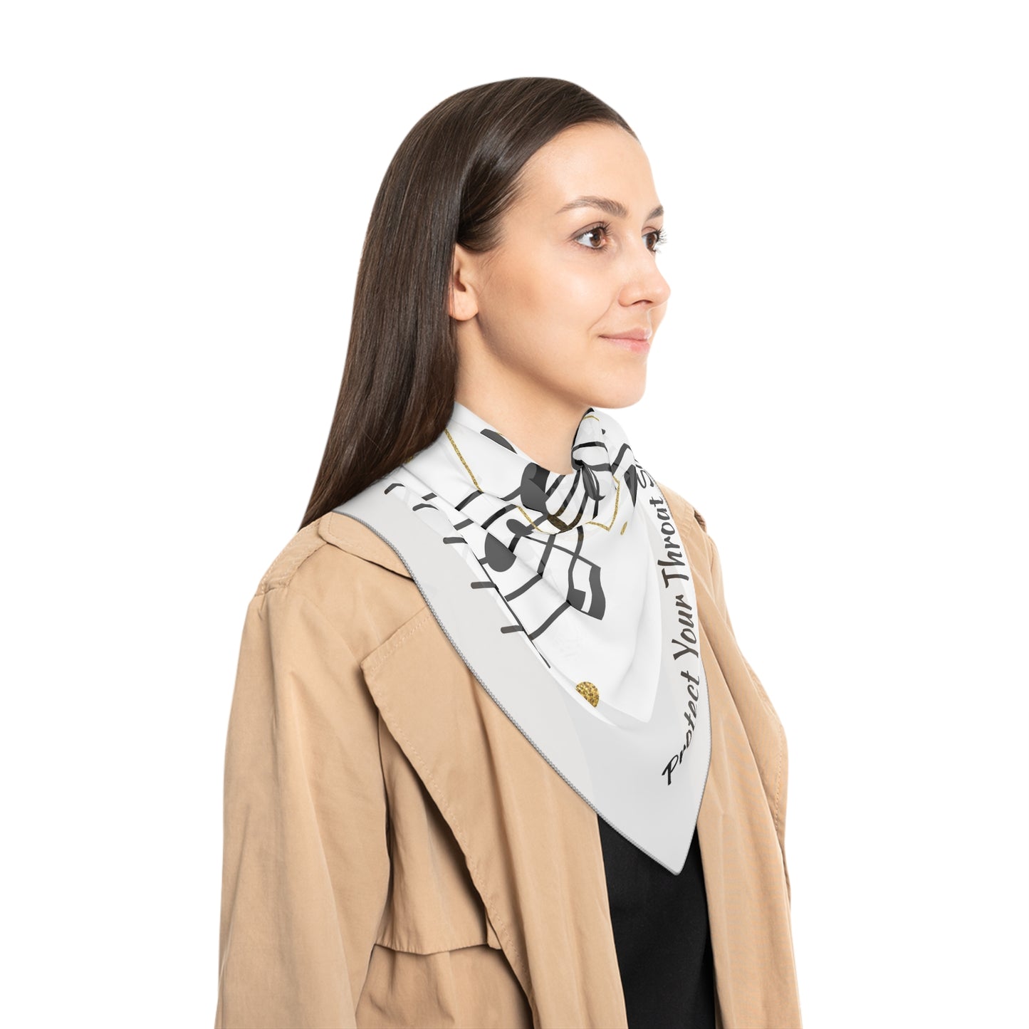 Musical Notes Poly Scarf - Elegant Music-Themed Fashion Accessory