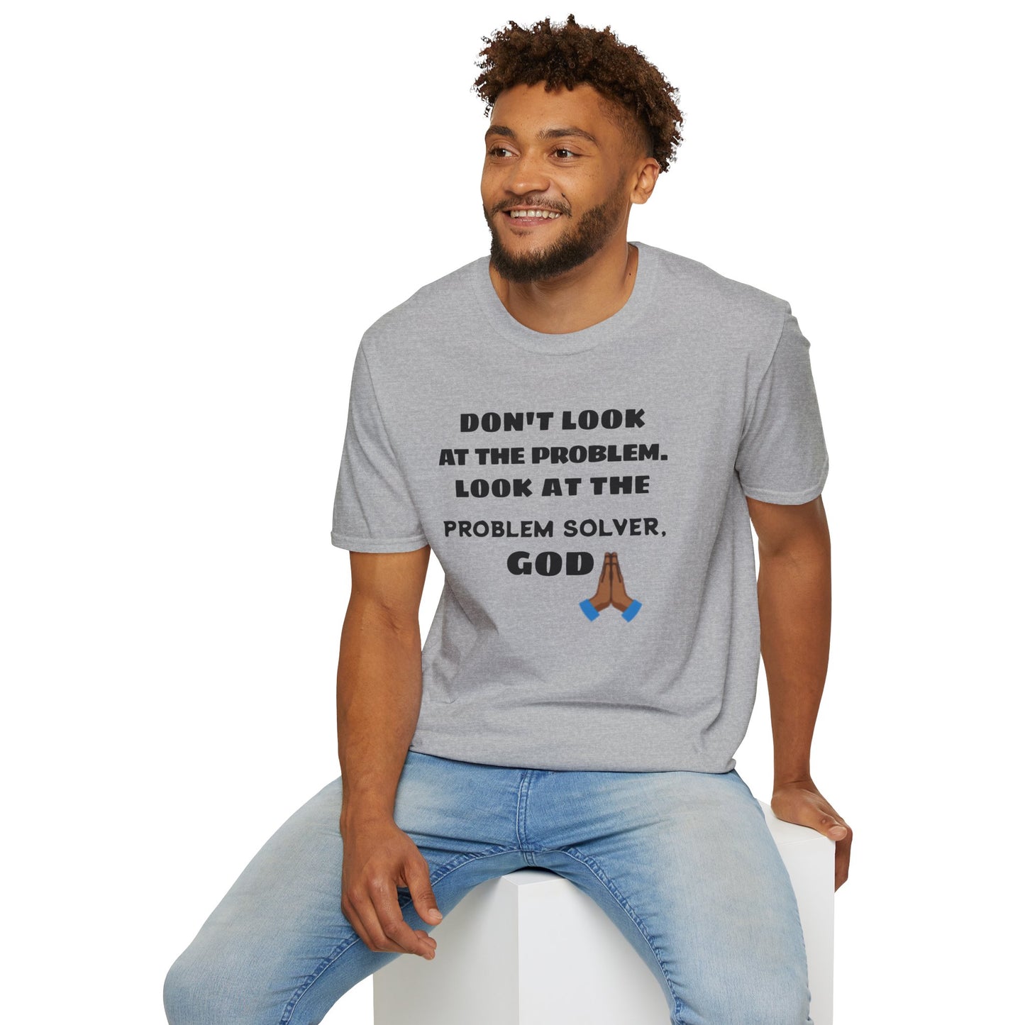 Christian T-Shirt — "Problem Solver-God" Prayer Emoji