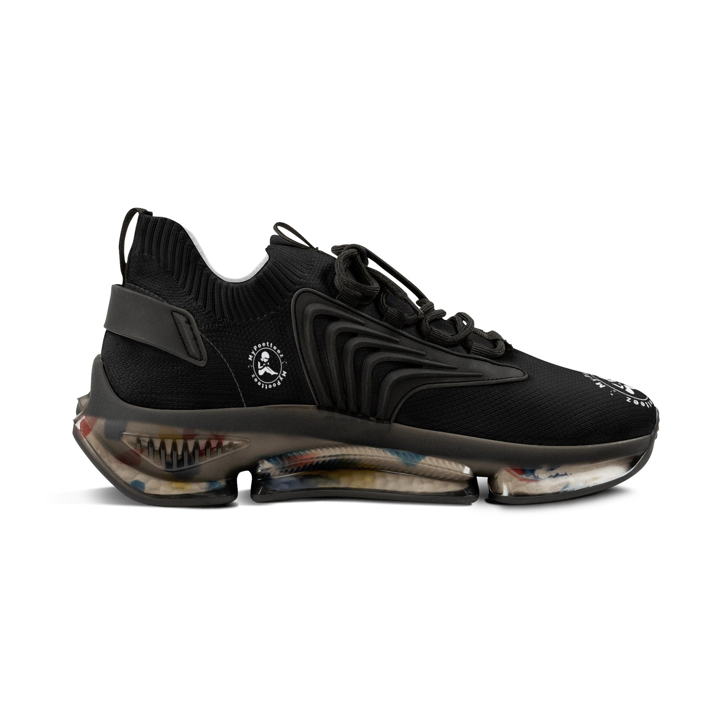 Men's Mesh Sneakers Black/Black Soles-MyPoetteez Logo