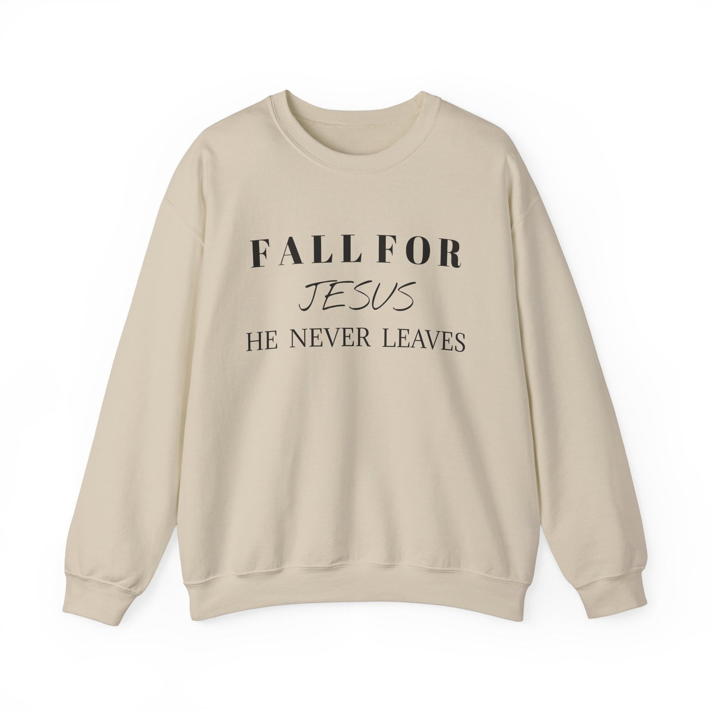 Unisex Heavy Blend™ Crewneck Sweatshirt-Fall For Jesus-He Never Leaves