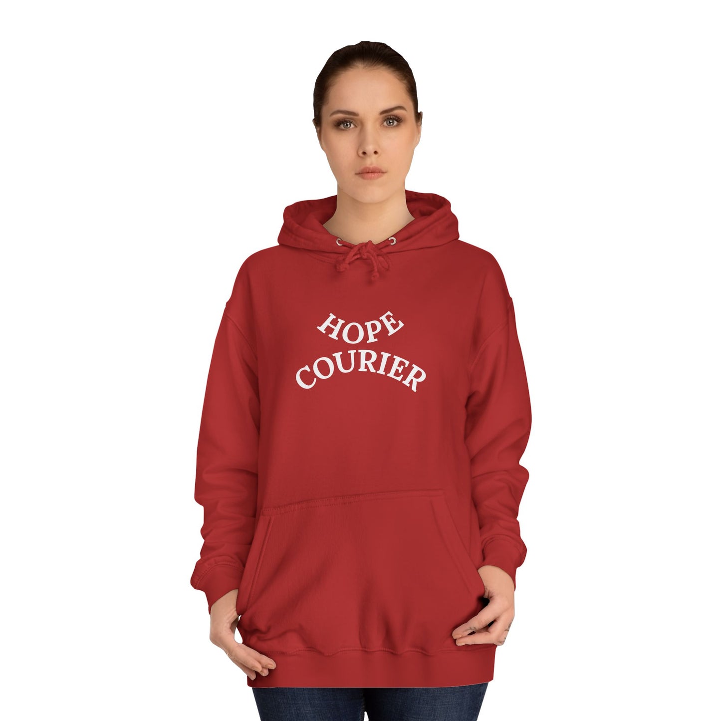 AI MODEL Size Up-Unisex College Hoodie-HOPE COURIER