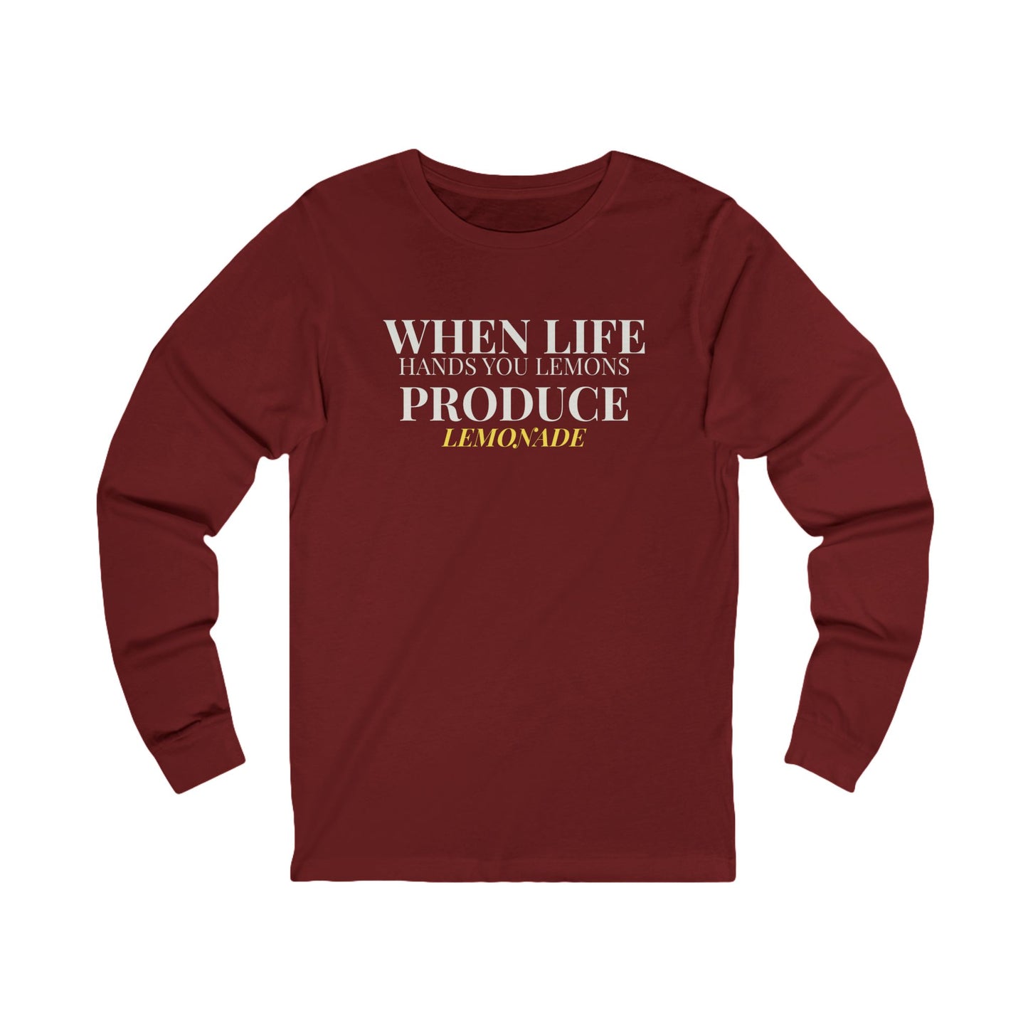 Long Sleeve Tee — "MAKE LEMONADE" Minimal Inspirational Graphic