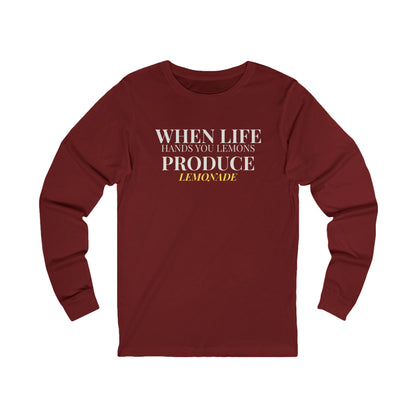 Long Sleeve Tee — "MAKE LEMONADE" Minimal Inspirational Graphic