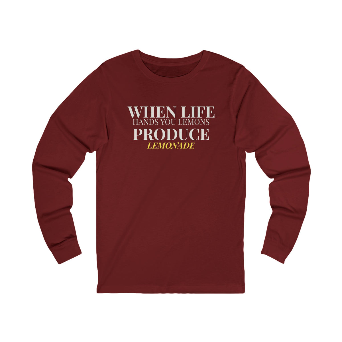 Long Sleeve Tee — "MAKE LEMONADE" Minimal Inspirational Graphic
