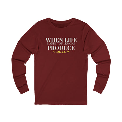 Long Sleeve Tee — "MAKE LEMONADE" Minimal Inspirational Graphic