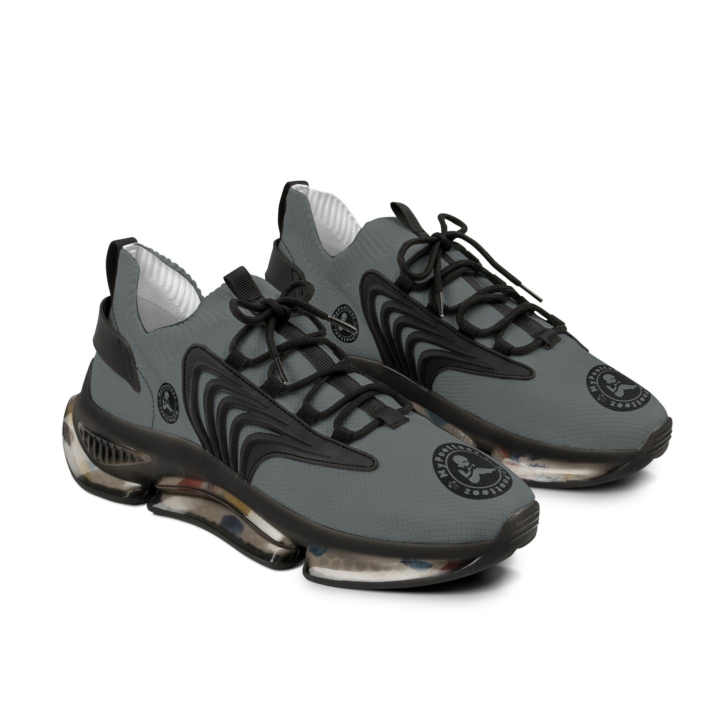 Men's Mesh Sneakers Grey/Black Soles-MyPoetteez Logo