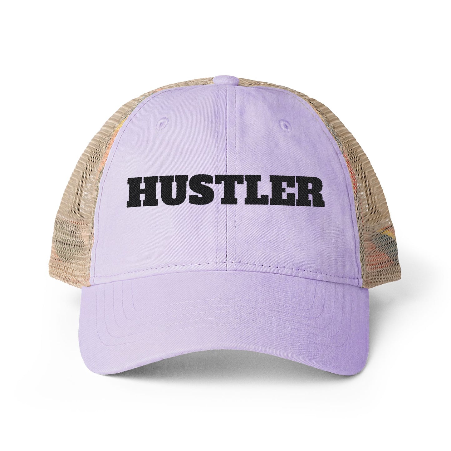 Women's Washed Mesh-Back Cap-HUSTLER