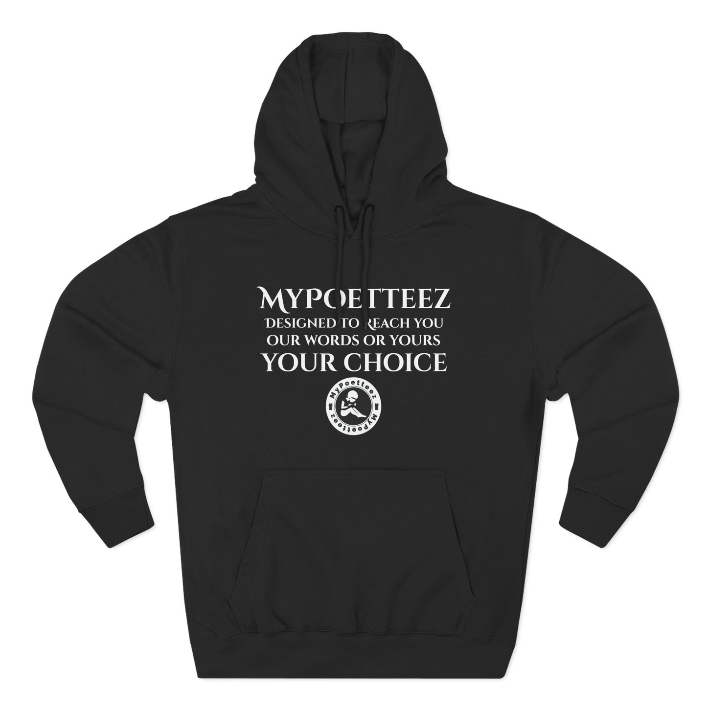 MYPOETTEEZ Logo Three-Panel Fleece Hoodie — Graphic-Black