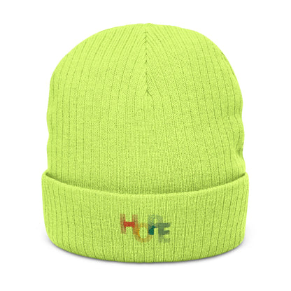Hope Embroidered Ribbed Knit Beanie - Stylish Winter Hat for Positive Vibes