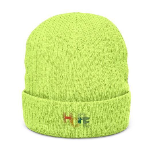 Hope Embroidered Ribbed Knit Beanie - Stylish Winter Hat for Positive Vibes