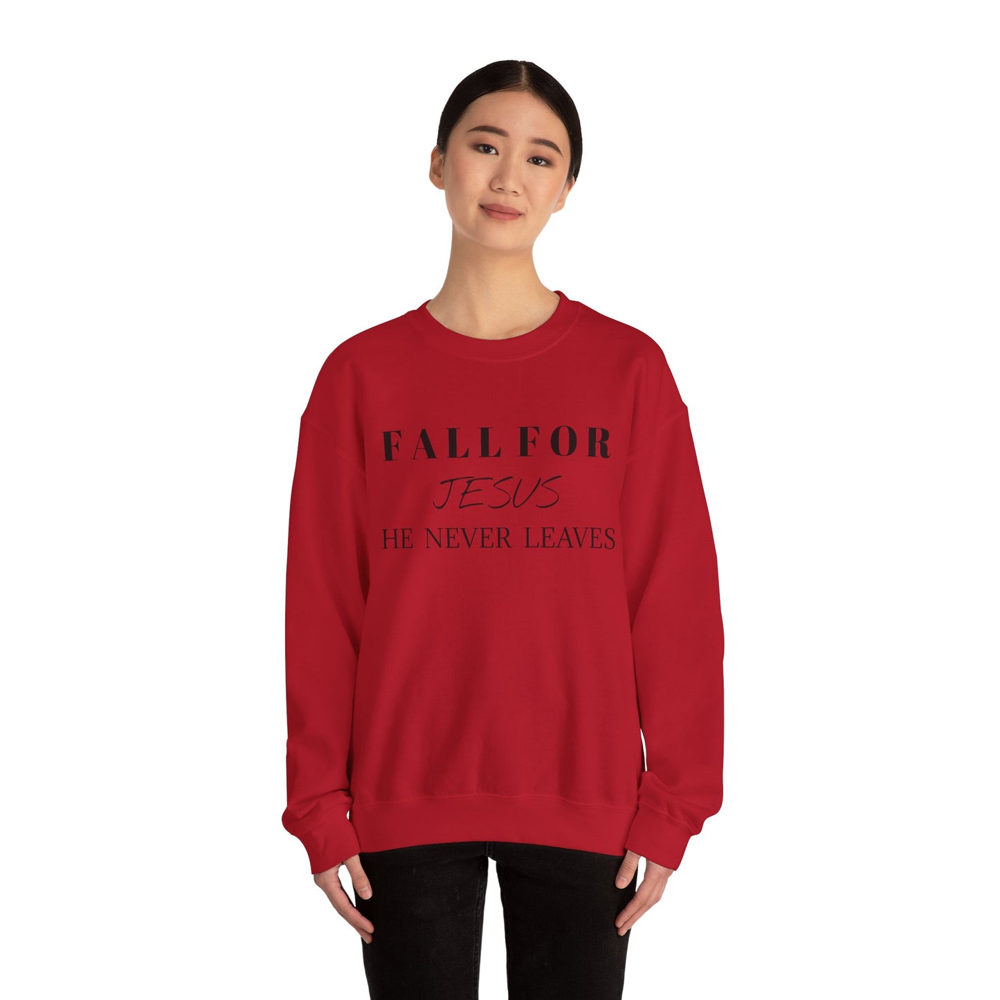 Unisex Heavy Blend™ Crewneck Sweatshirt-Fall For Jesus-He Never Leaves