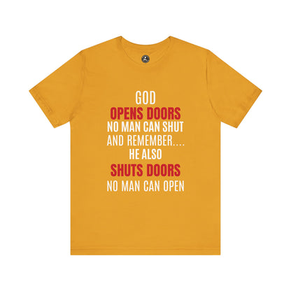 Unisex Jersey Short Sleeve Tee-GOD OPENS DOORS